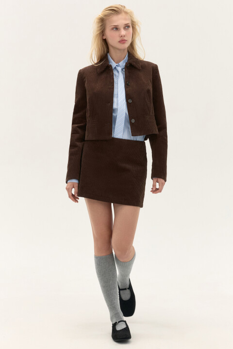 

Юбка-трапеция мини вельветовая, Коричневый, Юбка-трапеция мини вельветовая