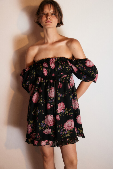 

Платье мини шифоновое с оборками, Мультиколор, Платье мини шифоновое с оборками