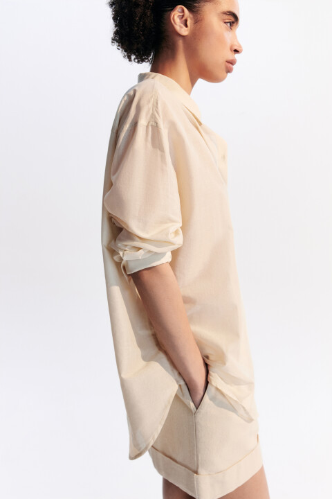 

Рубашка oversize хлопковая, Молочный, Рубашка oversize хлопковая
