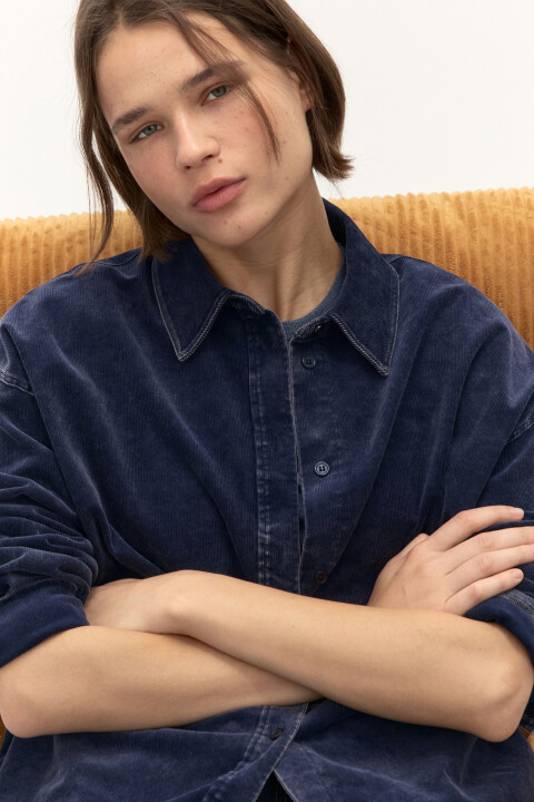 

Рубашка oversize из вельвета, Синий, Рубашка oversize из вельвета