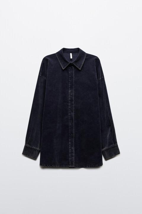 

Рубашка oversize из вельвета, Синий, Рубашка oversize из вельвета