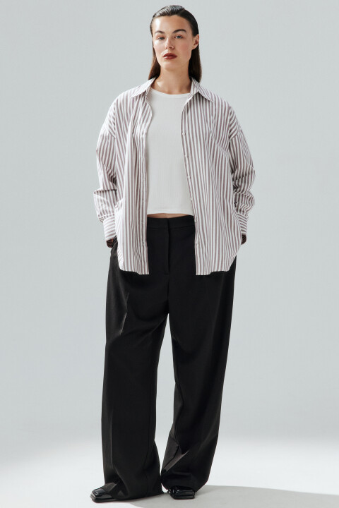 

Блузка-рубашка в полоску, Бордовый, Блузка-рубашка в полоску