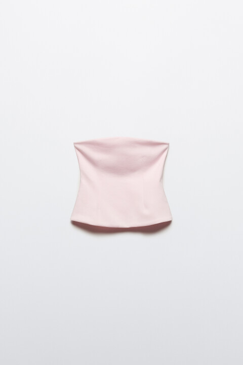 

Топ-бандо облегающий с баской, Розовый, Топ-бандо облегающий с баской