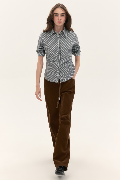 

Рубашка приталенная в клетку, Черный, Рубашка приталенная в клетку