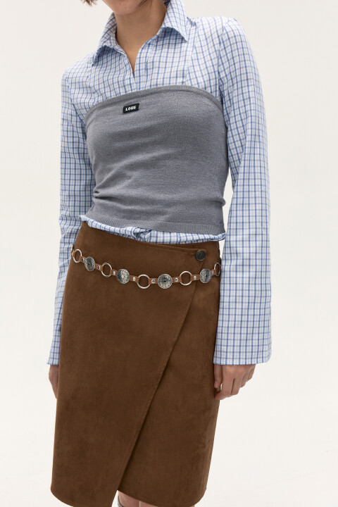 

Топ-бандо вязаный с надписью, Серый, Топ-бандо вязаный с надписью