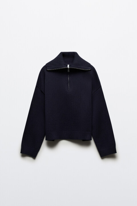 

Свитер с воротником на молнии, Серый, Свитер с воротником на молнии