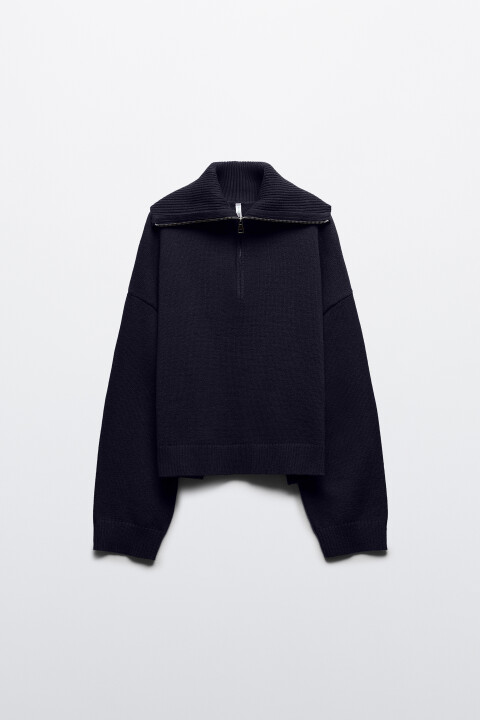 

Свитер с воротником на молнии, Коричневый, Свитер с воротником на молнии