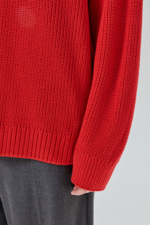 

Свитер хлопковый в рубчик, Красный, Свитер хлопковый в рубчик