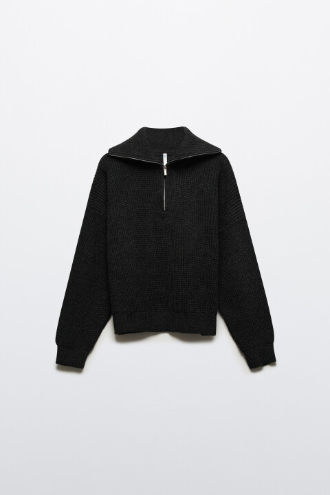 

Джемпер на молнии в рубчик, Серый, Джемпер на молнии в рубчик