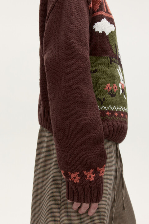 

Джемпер вязаный с рисунком, Коричневый, Джемпер вязаный с рисунком