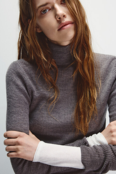 

Водолазка тонкая из шерсти мериноса, Бежевый, Водолазка тонкая из шерсти мериноса