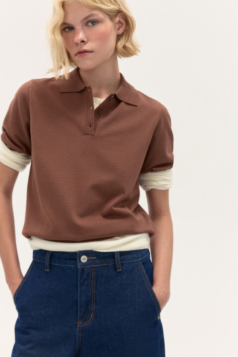 

Джемпер-поло из вязаного трикотажа, Красный, Джемпер-поло из вязаного трикотажа