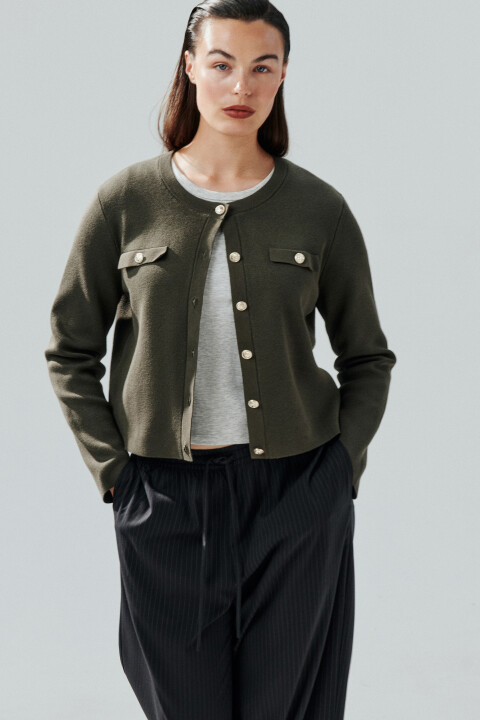 

Кардиган на пуговицах жаккардовый, Зеленый, Кардиган на пуговицах жаккардовый