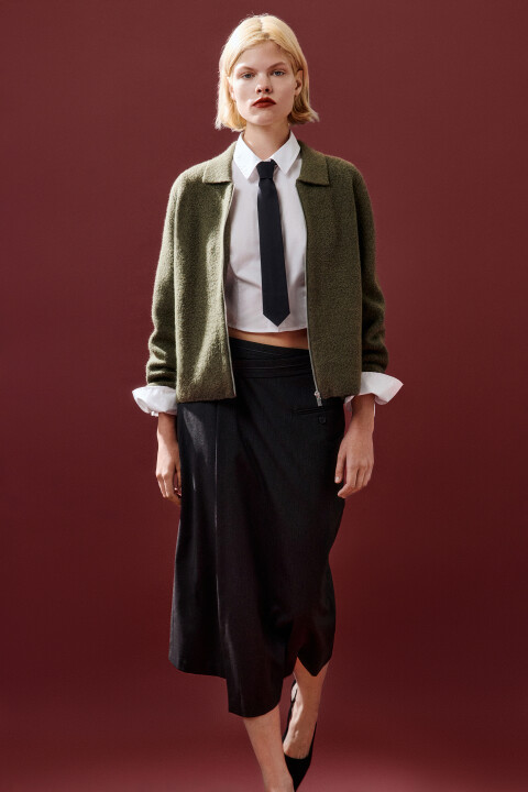 

Кардиган на молнии с воротником, Зеленый, Кардиган на молнии с воротником