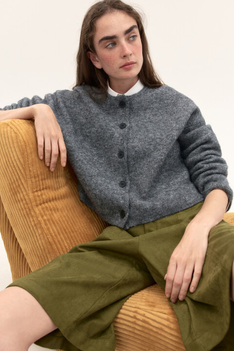 

Кардиган на пуговицах с шерстью, Серый, Кардиган на пуговицах с шерстью