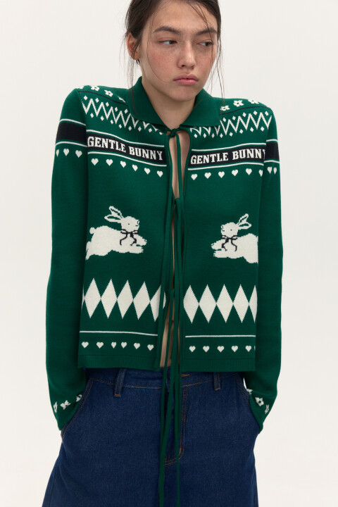 

Кардиган на завязках с принтом, Зеленый, Кардиган на завязках с принтом