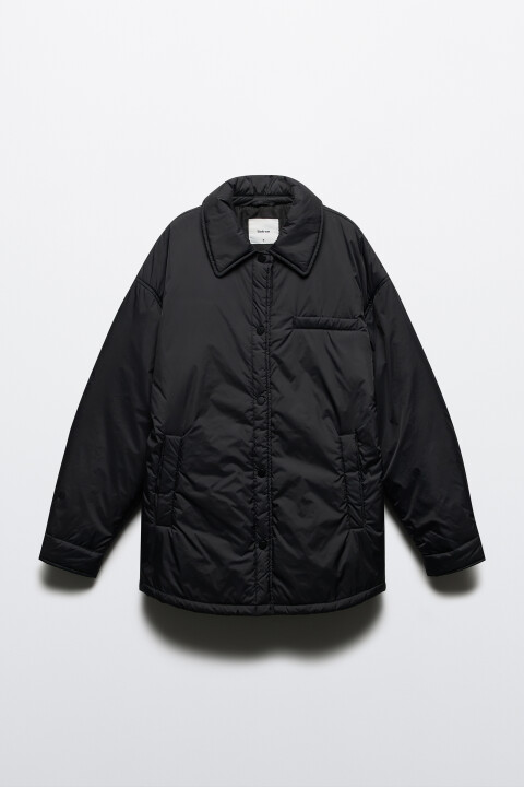 

Куртка-рубашка oversize на утеплителе, Черный, Куртка-рубашка oversize на утеплителе