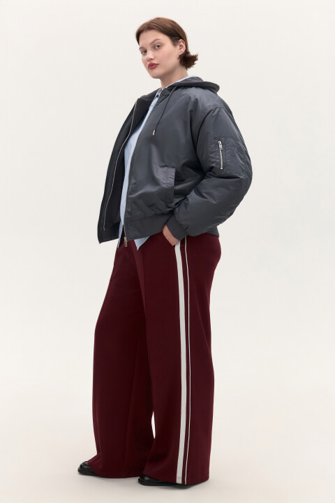 

Куртка-бомбер с трикотажным капюшоном, Серый, Куртка-бомбер с трикотажным капюшоном