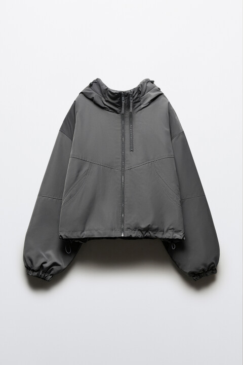 

Куртка короткая с капюшоном, Серый, Куртка короткая с капюшоном