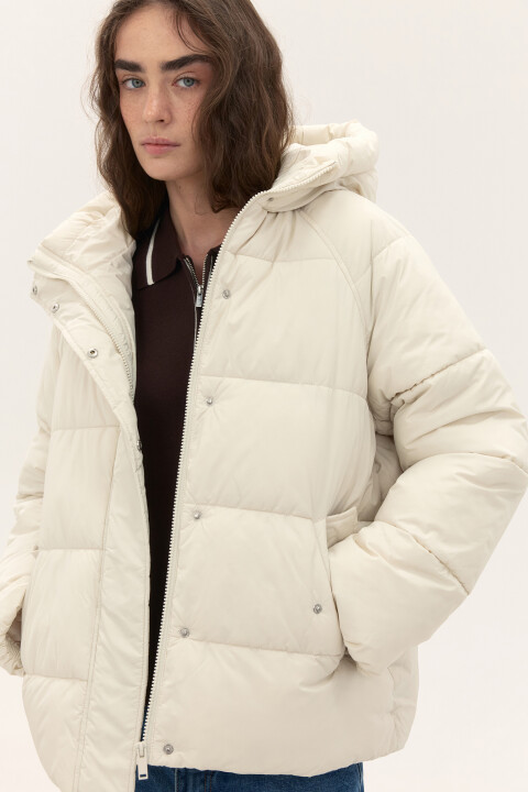 

Куртка стеганая с капюшоном, Молочный, Куртка стеганая с капюшоном