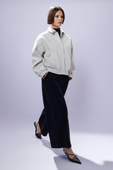 

Куртка-бомбер из драповой ткани, Молочный, Куртка-бомбер из драповой ткани