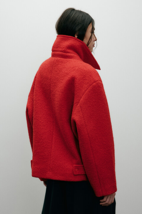 

Полупальто драповое двубортное, Красный, Полупальто драповое двубортное