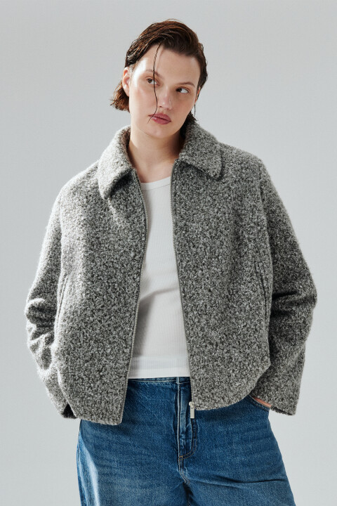 

Куртка драповая на молнии, Серый, Куртка драповая на молнии