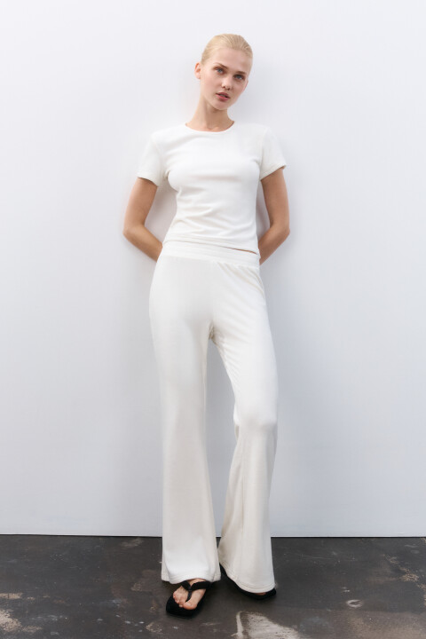 

Брюки клеш домашние из велюра, Ванильный, Брюки клеш домашние из велюра