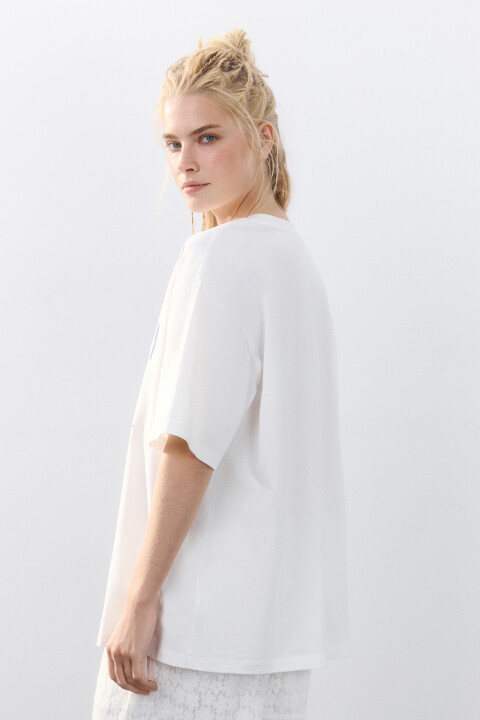 

Футболка oversize хлопковая с принтом, Белый, Футболка oversize хлопковая с принтом