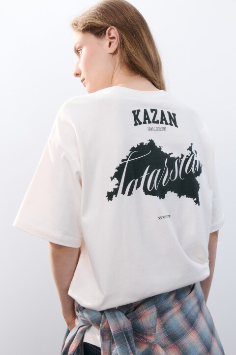 

Футболка с принтом-надписью, Бежевый, Футболка с принтом-надписью