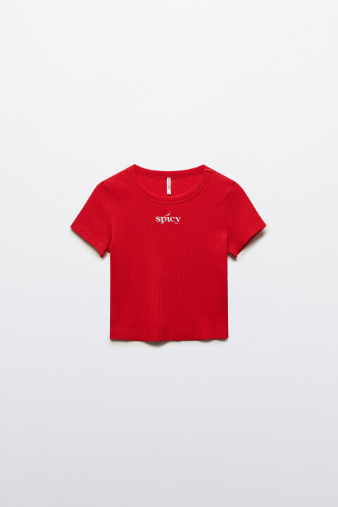 

Футболка-топ с вышивкой, Красный, Футболка-топ с вышивкой