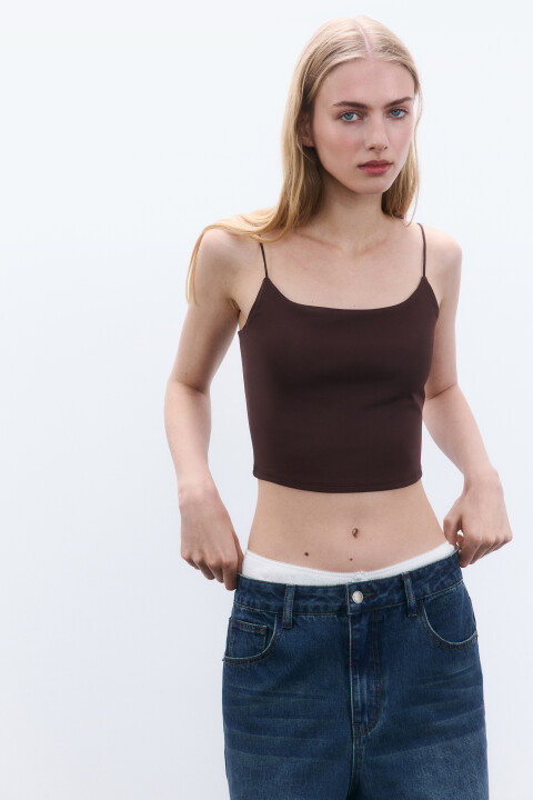 

Топ-майка на тонких бретелях, Черный, Топ-майка на тонких бретелях