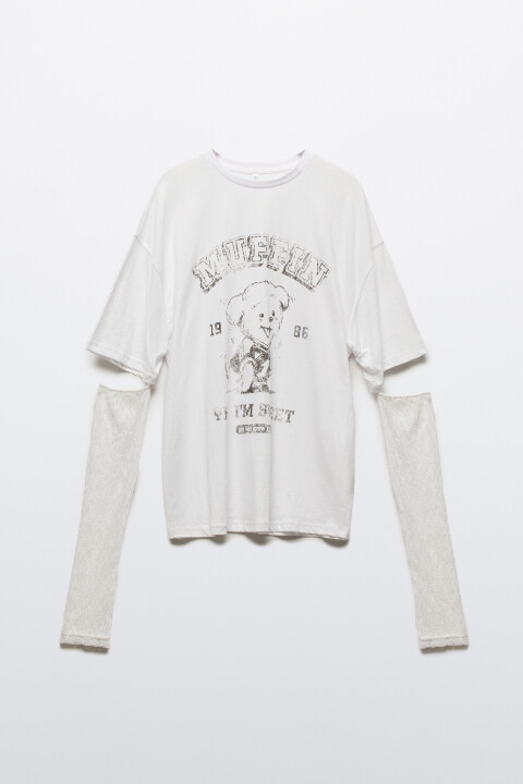 Лонгслив с рукавами из сетки