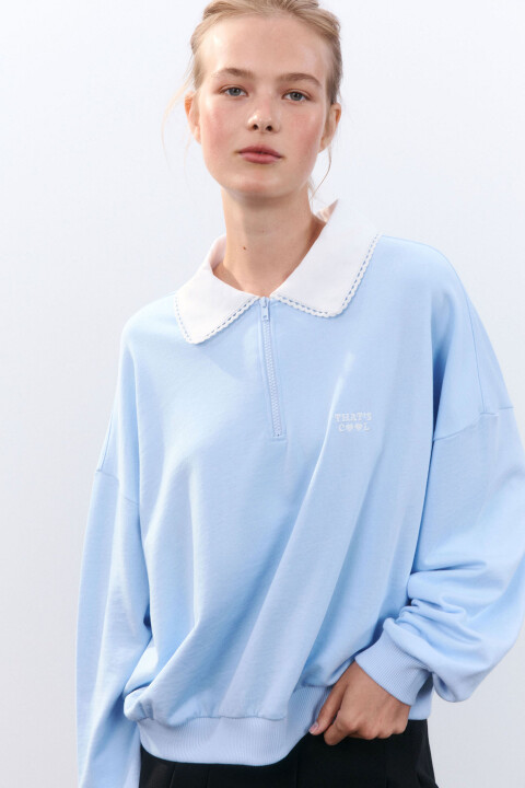 

Свитшот с кружевным воротником, Черный, Свитшот с кружевным воротником