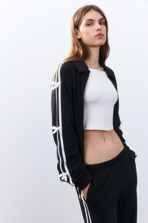 

Толстовка на молнии с лампасами, Черный, Толстовка на молнии с лампасами