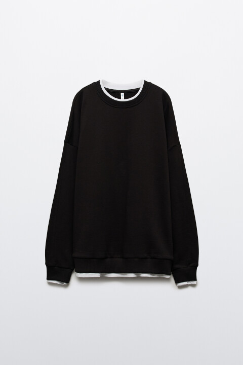 

Свитшот с имитацией второго слоя, Черный, Свитшот с имитацией второго слоя