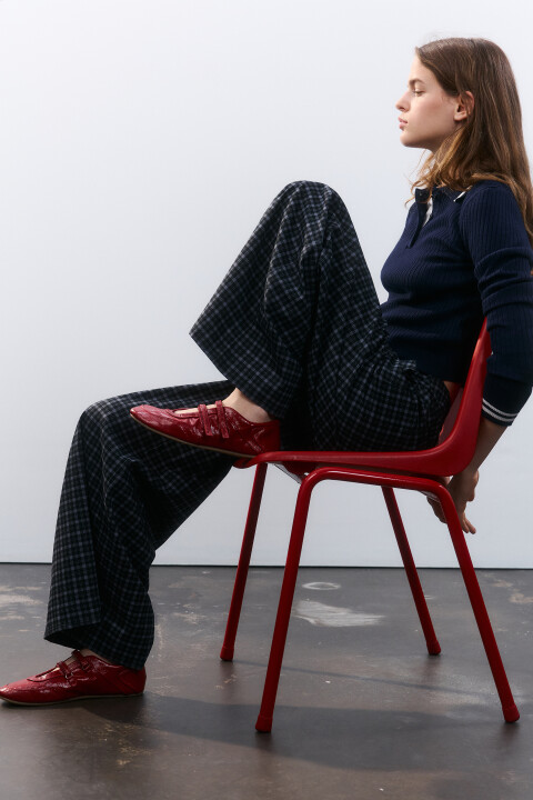 

Брюки широкие хлопковые в клетку, Черный, Брюки широкие хлопковые в клетку