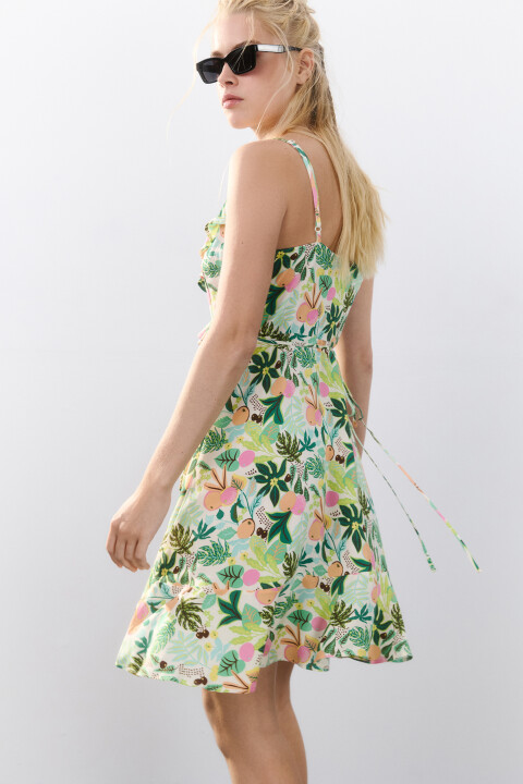 

Платье мини с запахом и воланами, Мультиколор, Платье мини с запахом и воланами