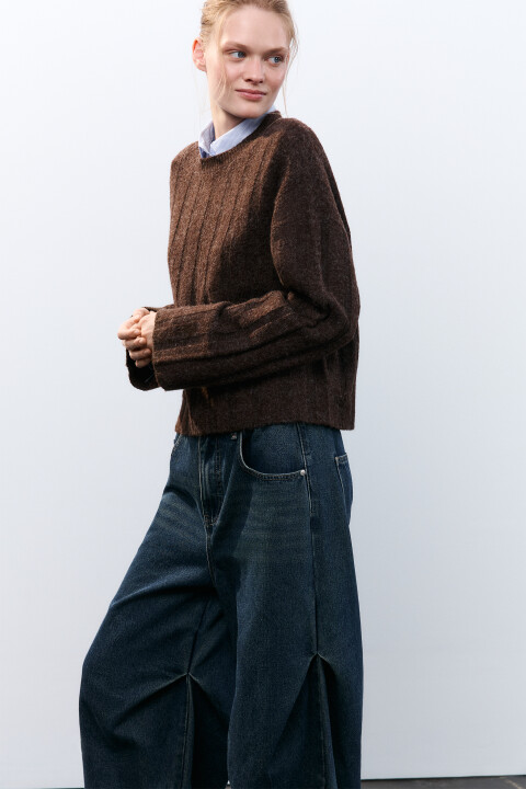 

Джемпер вязаный с шерстью, Коричневый, Джемпер вязаный с шерстью