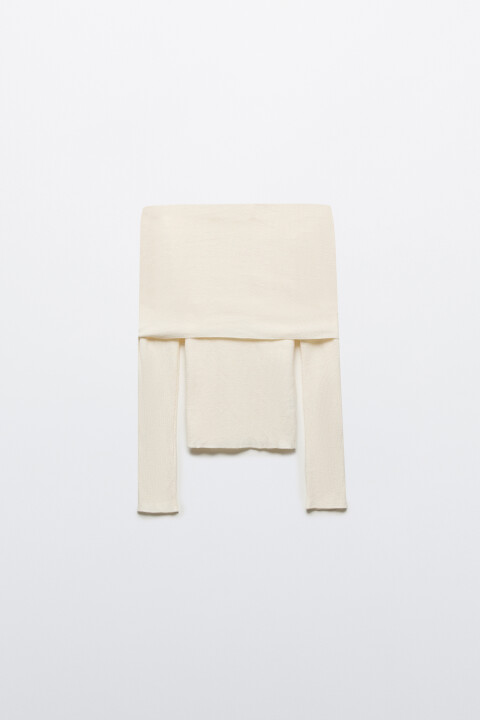 

Джемпер облегающий с открытыми плечами, Молочный, Джемпер облегающий с открытыми плечами