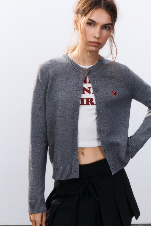 

Кардиган на пуговицах с вышивкой, Синий, Кардиган на пуговицах с вышивкой