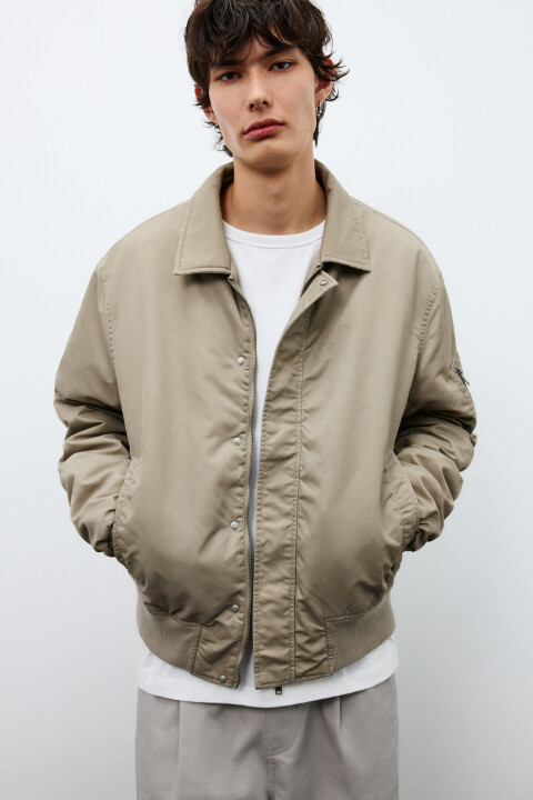 

Куртка-бомбер с отложным воротником, Коричневый, Куртка-бомбер с отложным воротником