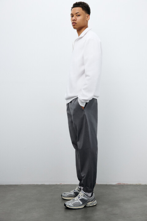 

Брюки-джоггеры из хлопкового текстиля, Серый, Брюки-джоггеры из хлопкового текстиля