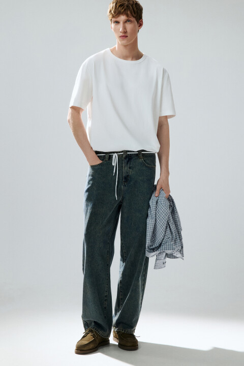 

Джинсы широкие с вареным эффектом, Синий, Джинсы широкие с вареным эффектом