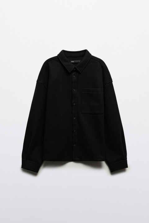 

Рубашка-овершот с карманом, Черный, Рубашка-овершот с карманом