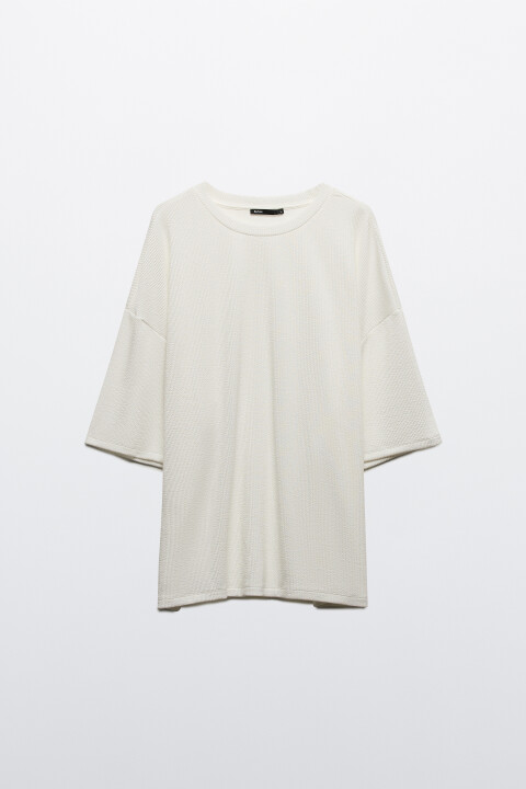 

Футболка свободная в рубчик, Белый, Футболка свободная в рубчик