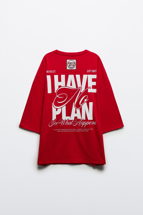 

Футболка oversize с принтом, Красный, Футболка oversize с принтом