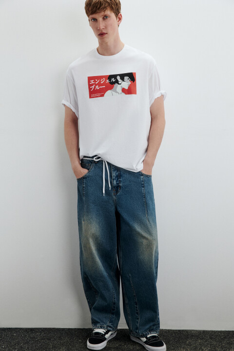 

Футболка хлопковая с принтом, Белый, Футболка хлопковая с принтом