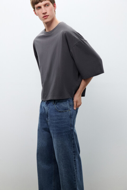 

Футболка boxy fit укороченная, Серый, Футболка boxy fit укороченная