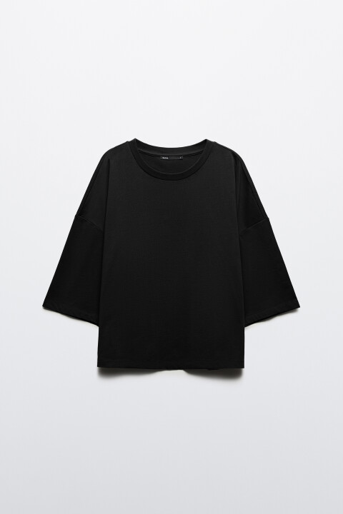 

Футболка boxy fit укороченная, Черный, Футболка boxy fit укороченная